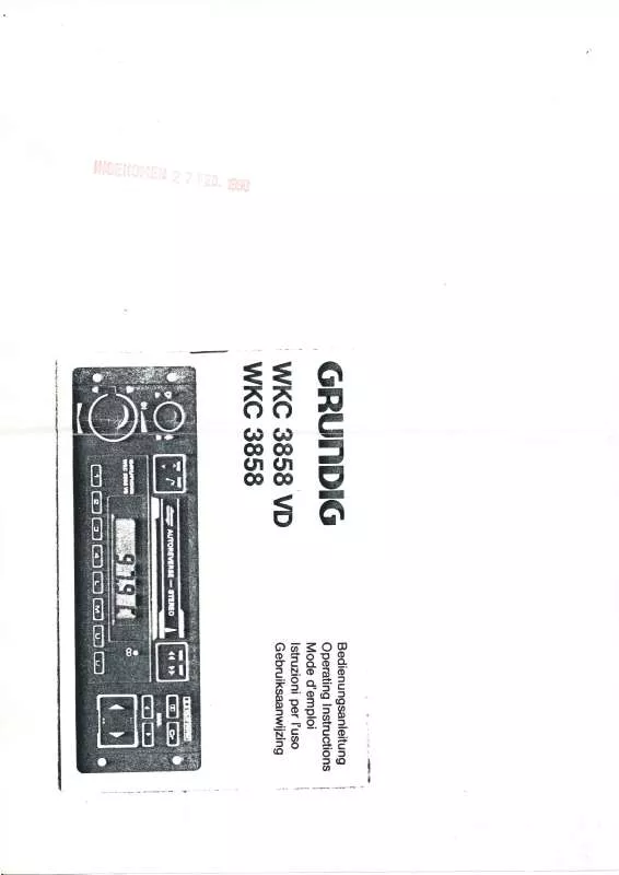 Mode d'emploi GRUNDIG WKC 3858