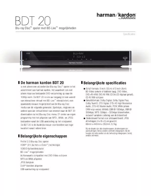 Mode d'emploi HARMAN KARDON BDT 20