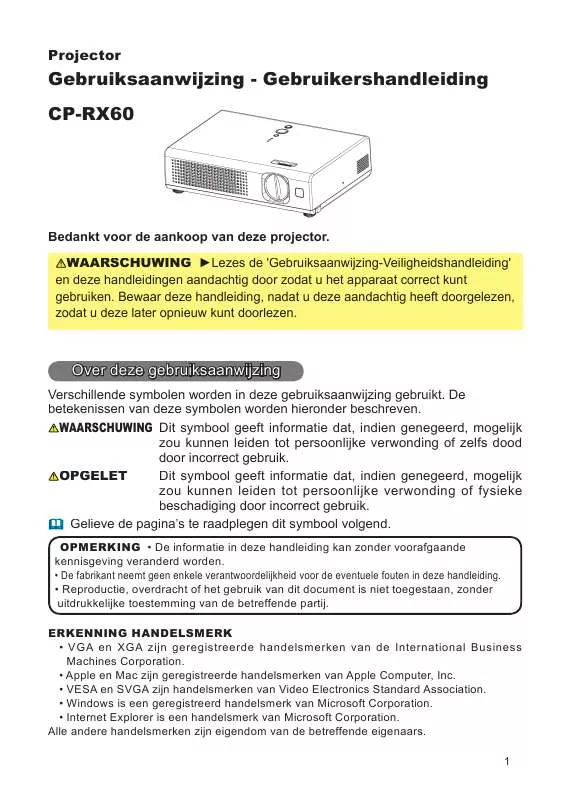 Mode d'emploi HITACHI CP-RX60W