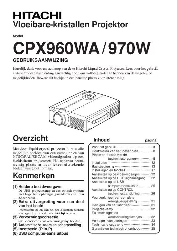 Mode d'emploi HITACHI CP-X960WA