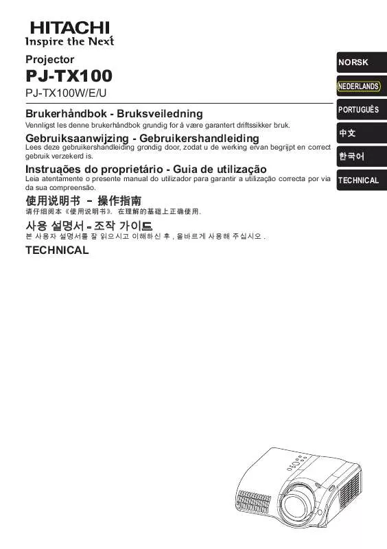 Mode d'emploi HITACHI PJ-TX100W