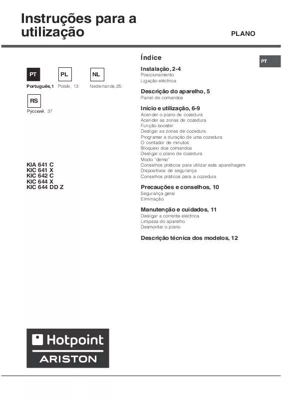 Mode d'emploi HOTPOINT KIA 641 C