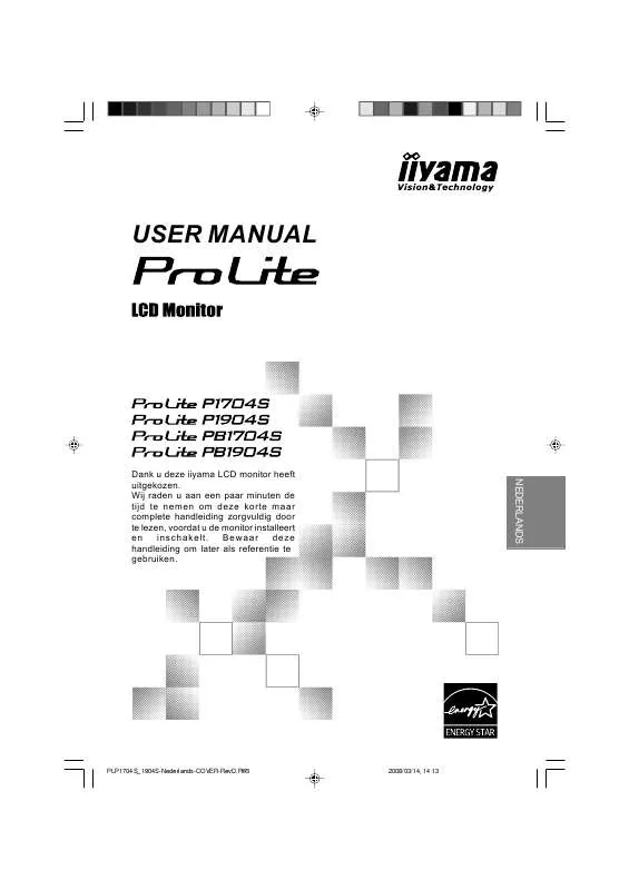 Mode d'emploi IIYAMA PROLITE PB1904S