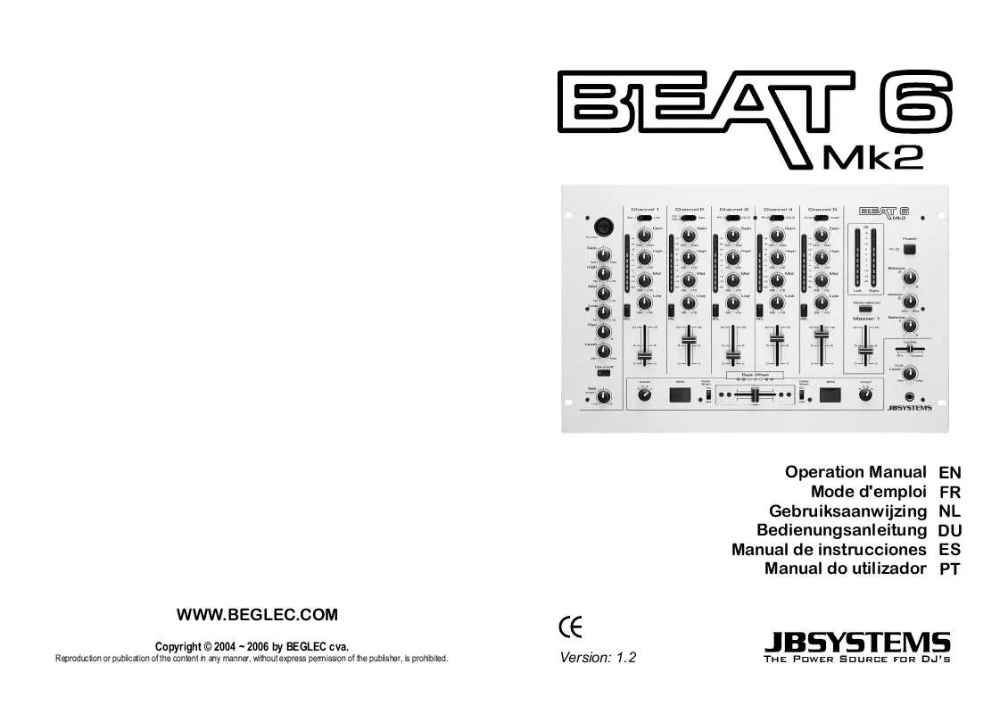 Mode d'emploi JBSYSTEMS LIGHT BEAT 6 MK2