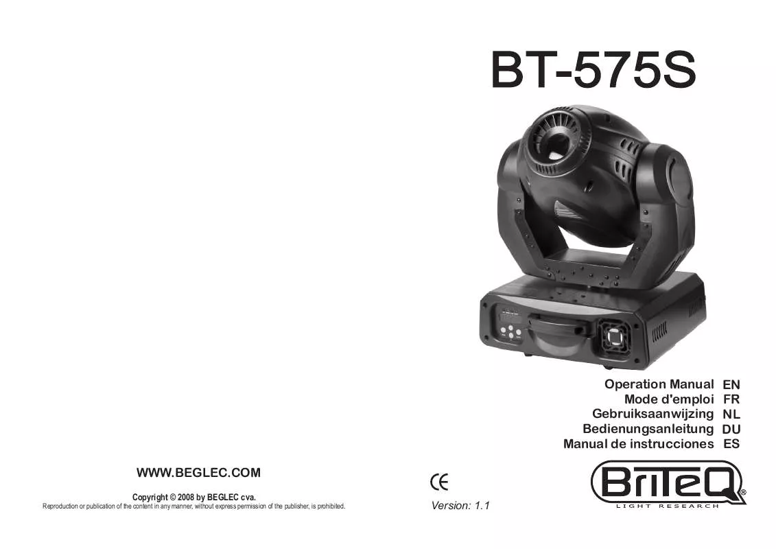 Mode d'emploi JBSYSTEMS LIGHT BT-575S