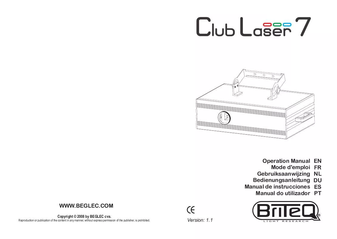 Mode d'emploi JBSYSTEMS LIGHT CLUB LASER