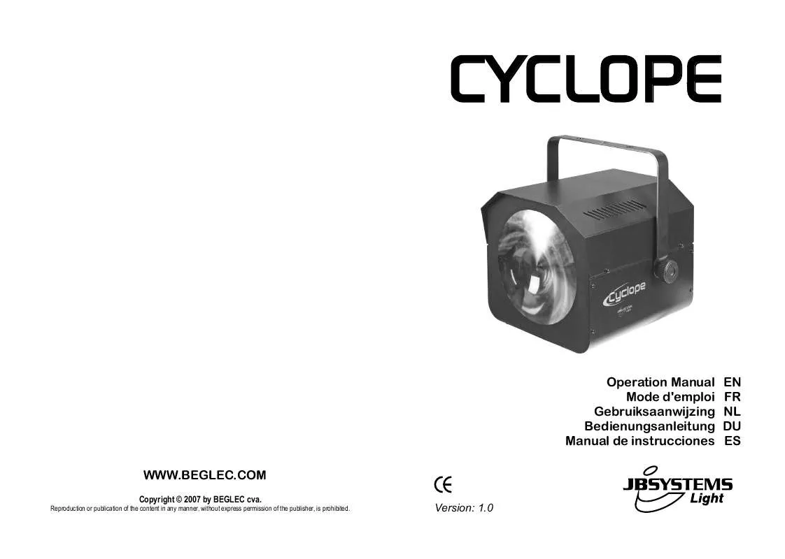 Mode d'emploi JBSYSTEMS LIGHT CYCLOPE