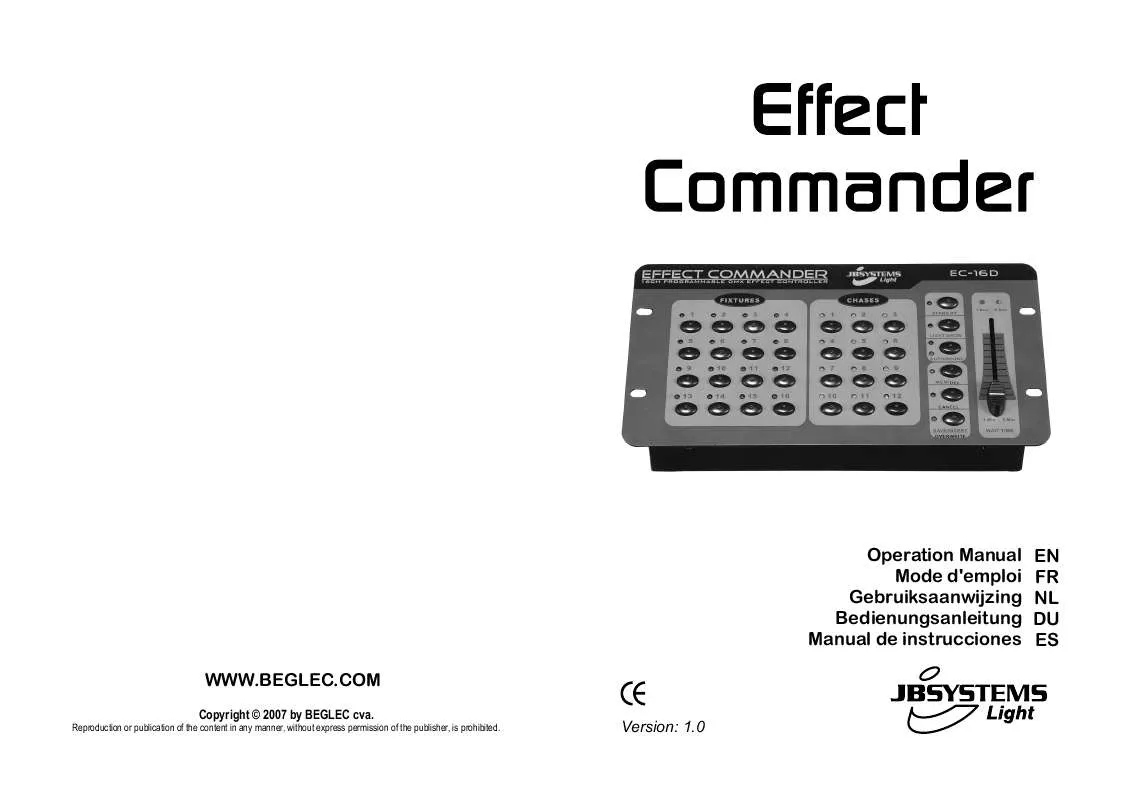 Mode d'emploi JBSYSTEMS LIGHT EFFECT COMMANDER