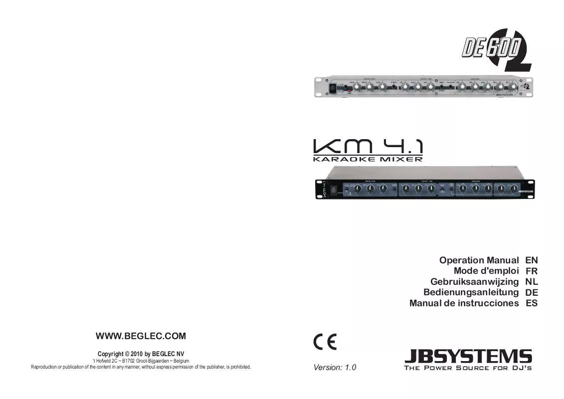 Mode d'emploi JBSYSTEMS LIGHT KM 4.1