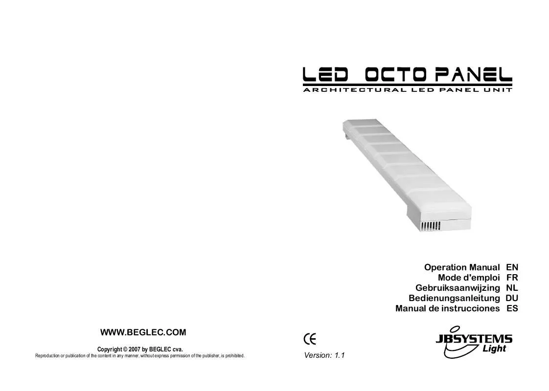 Mode d'emploi JBSYSTEMS LIGHT LED OCTO PANEL