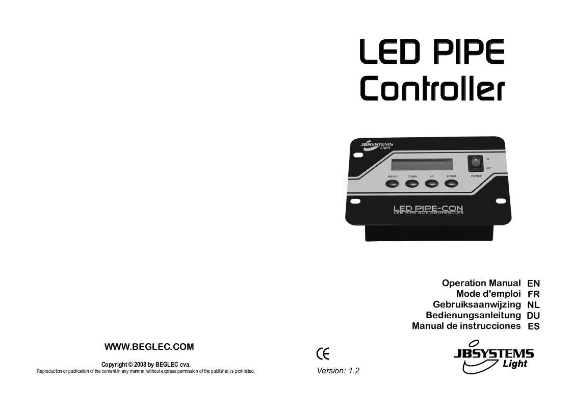 Mode d'emploi JBSYSTEMS LIGHT LED PIPE CONTROLLER