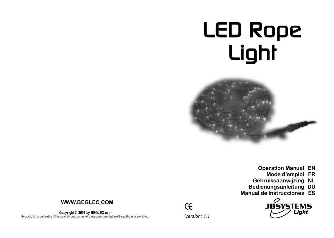 Mode d'emploi JBSYSTEMS LIGHT LED ROPE