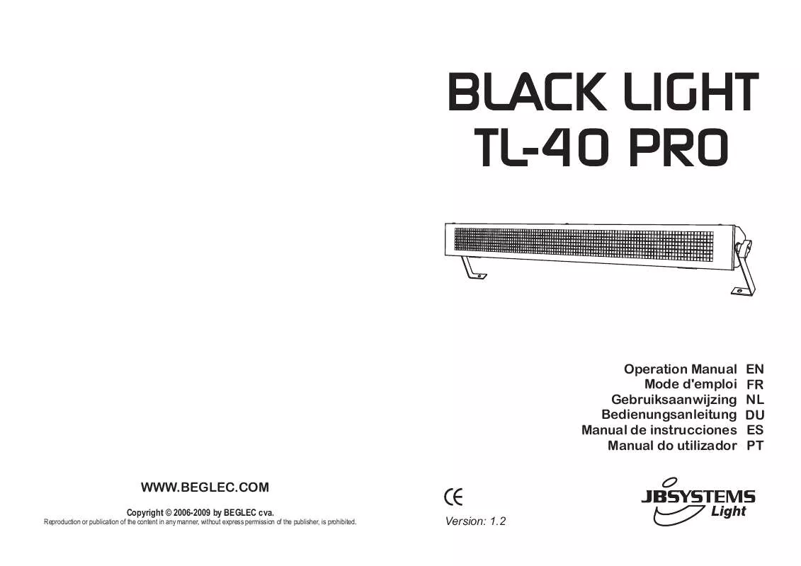 Mode d'emploi JBSYSTEMS LIGHT TL-40PRO