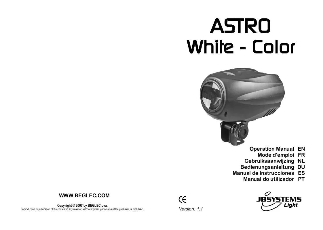 Mode d'emploi JBSYSTEMS ASTRO WHITE-COLOR