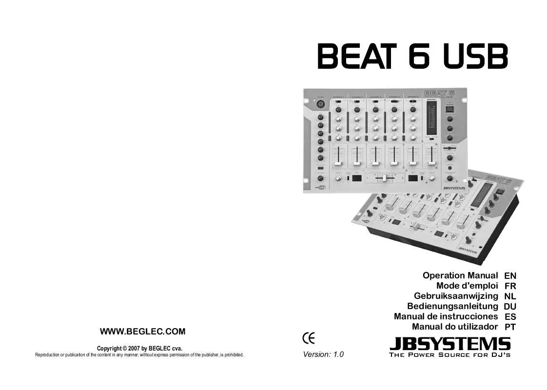 Mode d'emploi JBSYSTEMS BEAT 6 USB