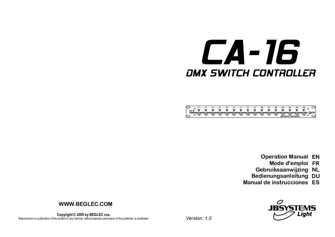 Mode d'emploi JBSYSTEMS CA-16