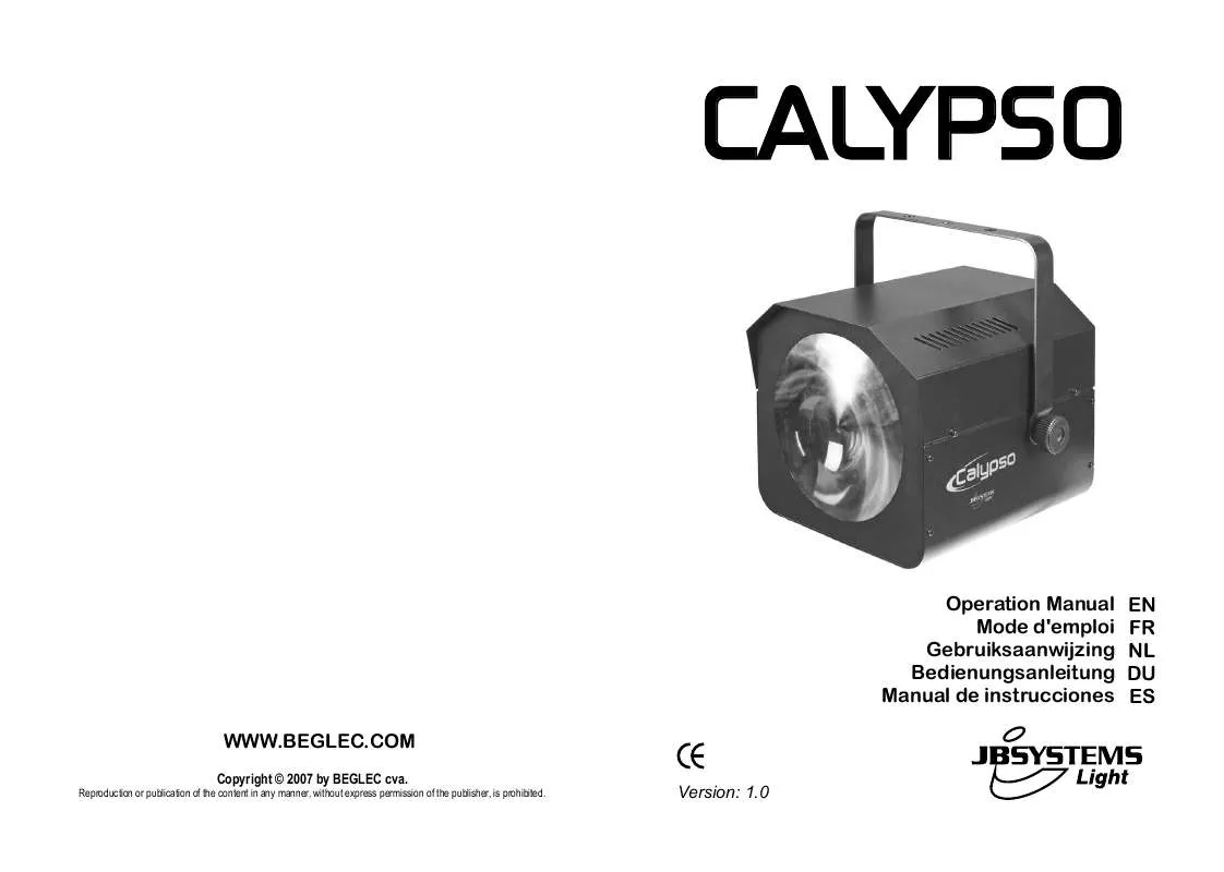 Mode d'emploi JBSYSTEMS CALYPSO