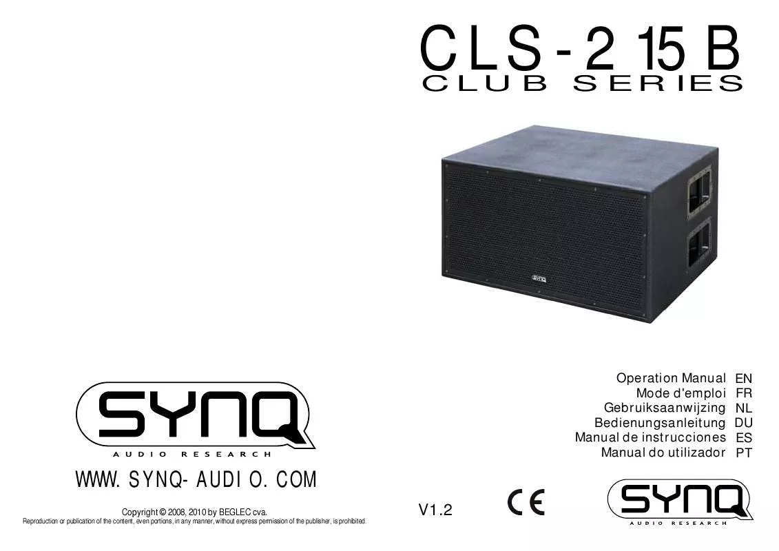 Mode d'emploi JBSYSTEMS CLS-2 15B