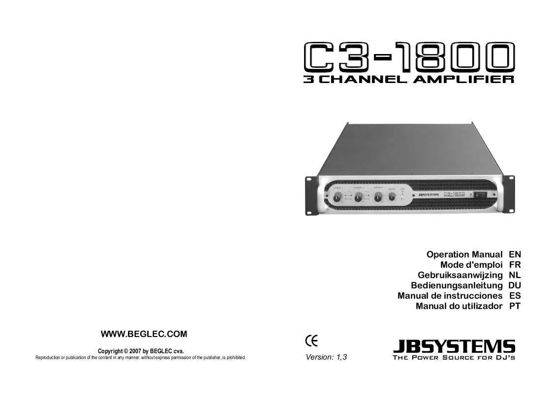 Mode d'emploi JBSYSTEMS CS-1800