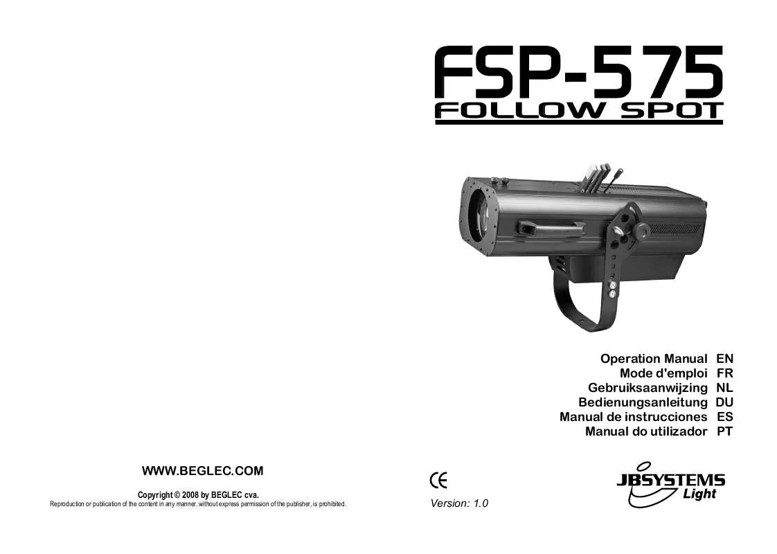 Mode d'emploi JBSYSTEMS FSP-575