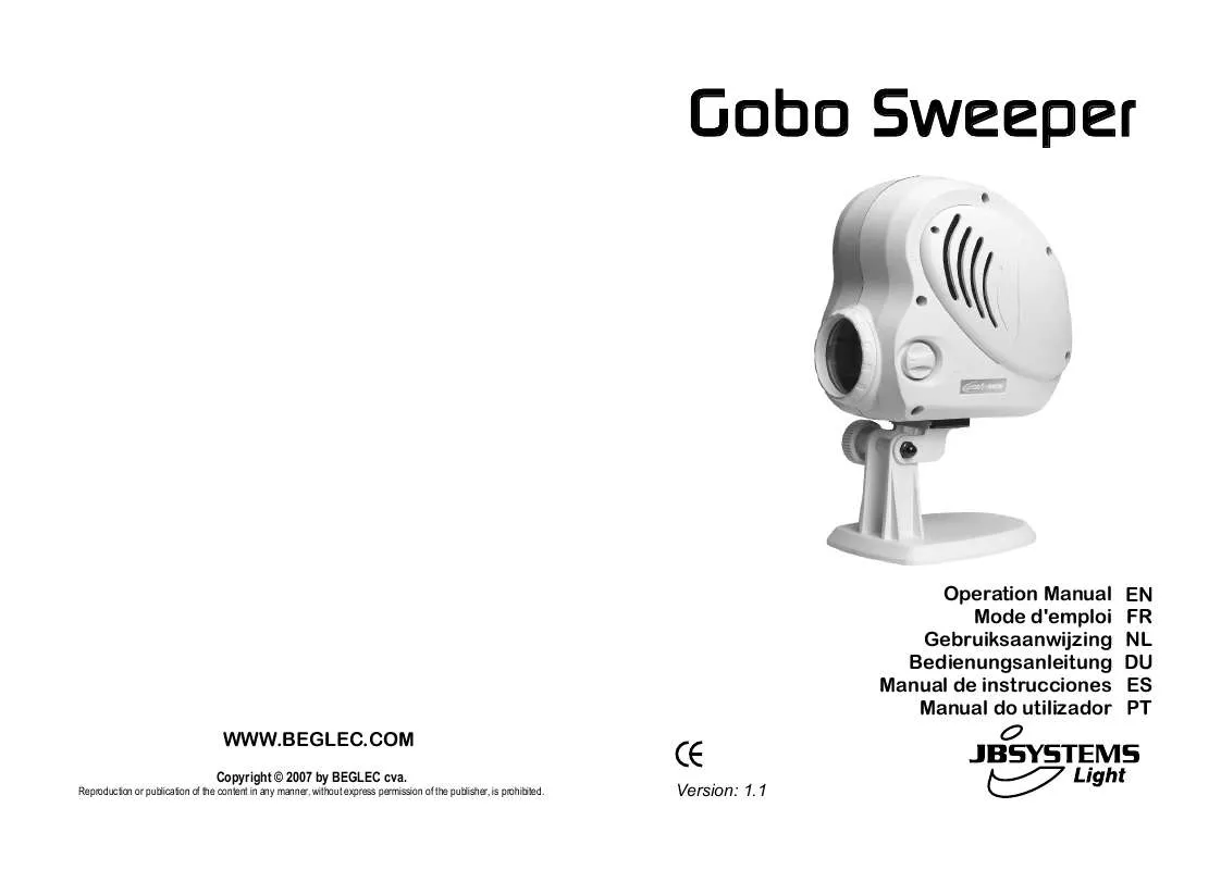 Mode d'emploi JBSYSTEMS GOBO SWEEPER