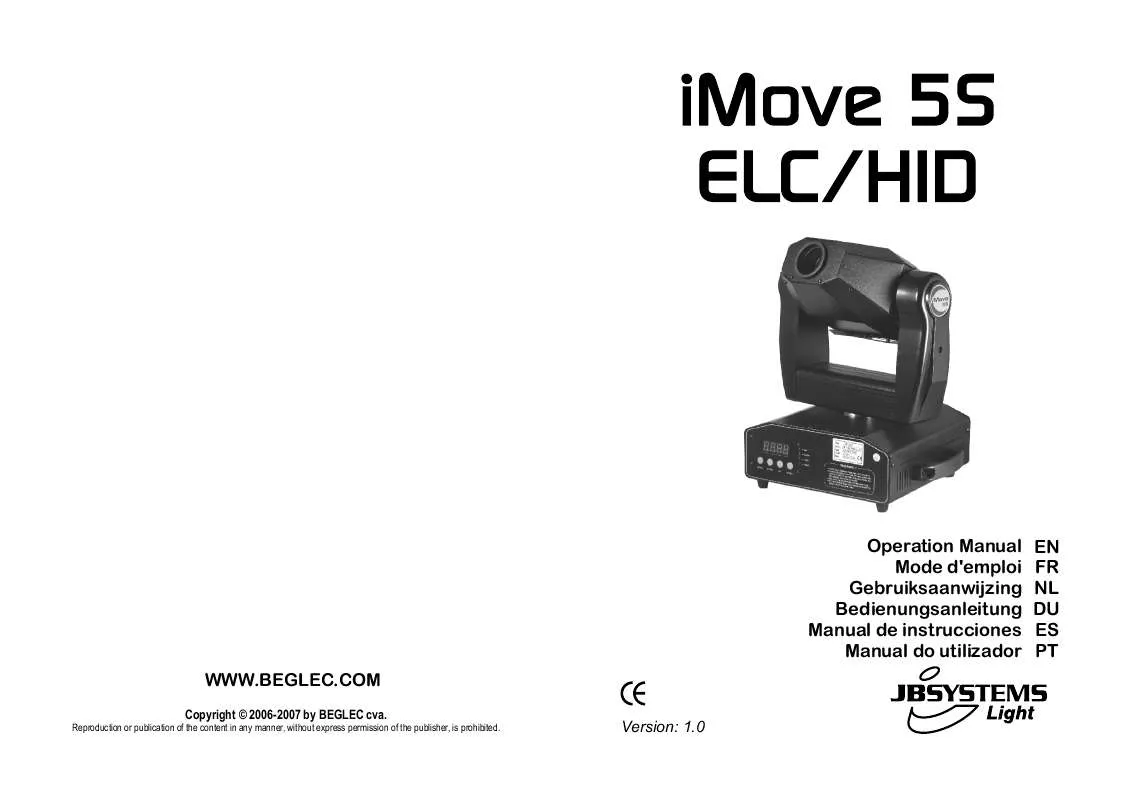 Mode d'emploi JBSYSTEMS IMOVE 5S ELC-HID