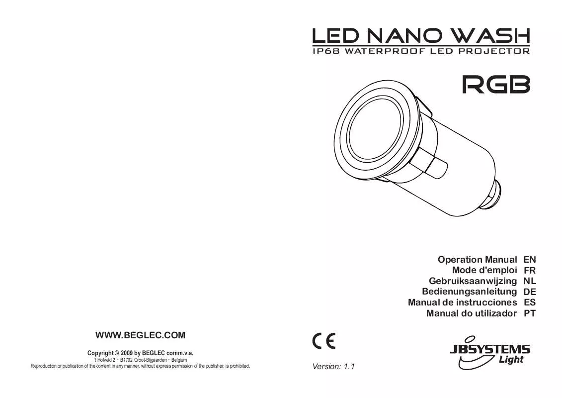 Mode d'emploi JBSYSTEMS LED NANO WASH RGB