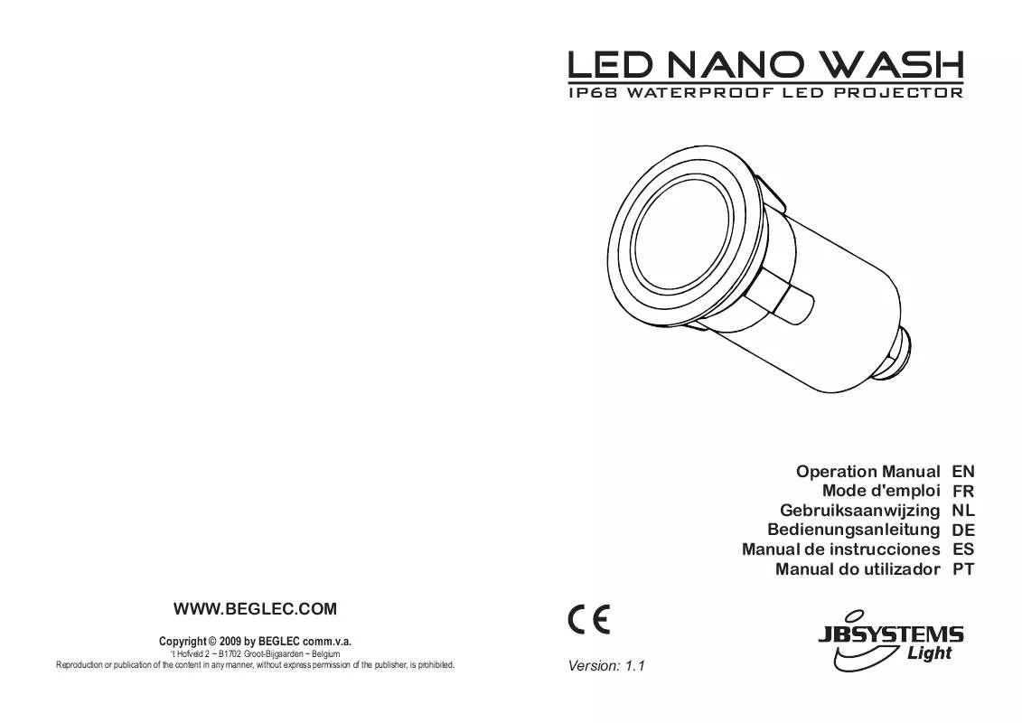 Mode d'emploi JBSYSTEMS LED NANO WASH