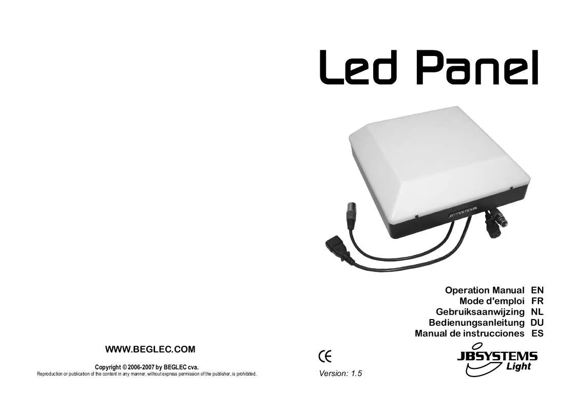 Mode d'emploi JBSYSTEMS LED PANEL