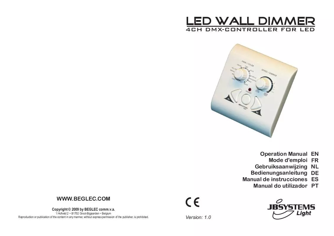 Mode d'emploi JBSYSTEMS LED WALL DIMMER