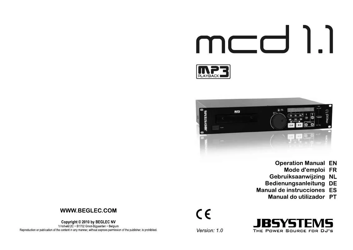 Mode d'emploi JBSYSTEMS MCD 1.1