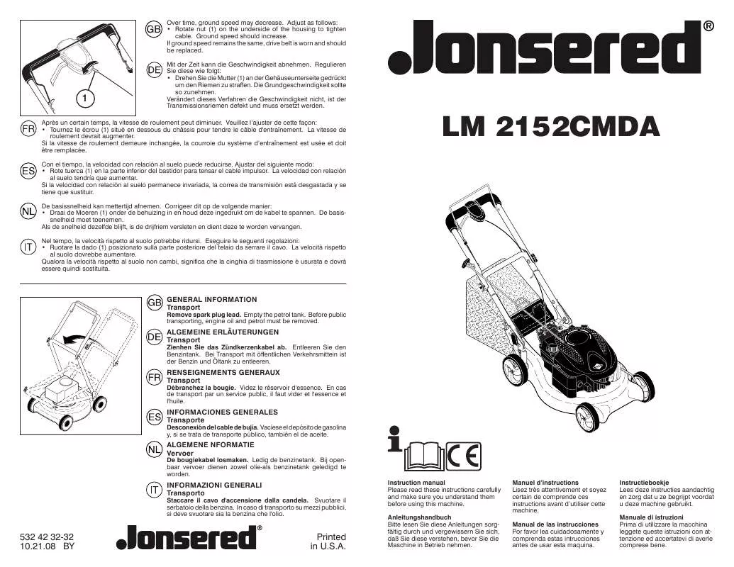 Mode d'emploi JONSERED LM 2152 CMDA