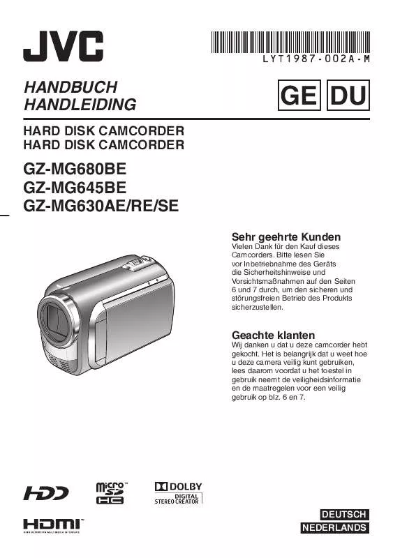 Mode d'emploi JVC GZ-MG630