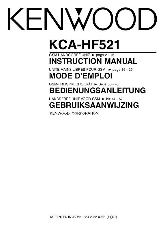 Mode d'emploi KENWOOD KCA-HF521