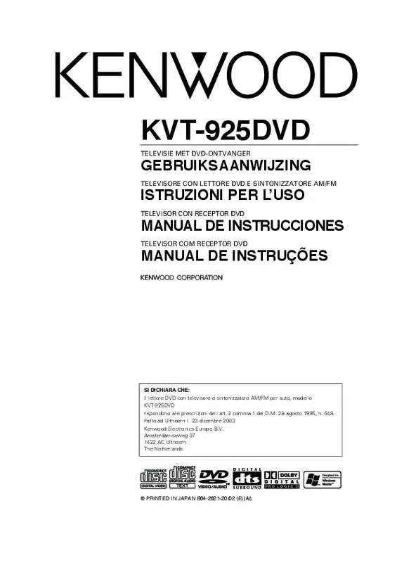 Mode d'emploi KENWOOD KVT-925DVD