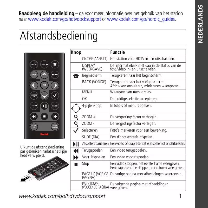 Mode d'emploi KODAK HDTV DOCK