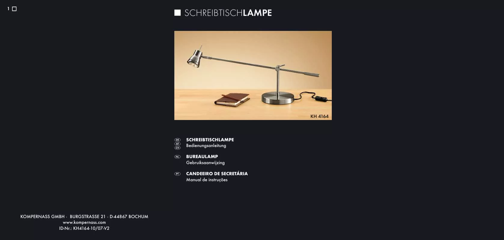 Mode d'emploi KOMPERNASS KH 4164 DESK LAMP
