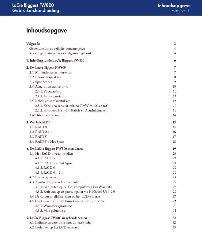 Mode d'emploi LACIE BIGGEST FW800