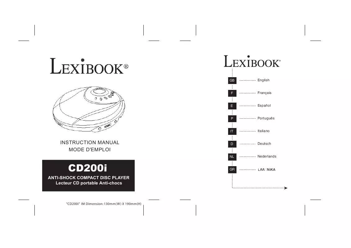 Mode d'emploi LEXIBOOK CD200I