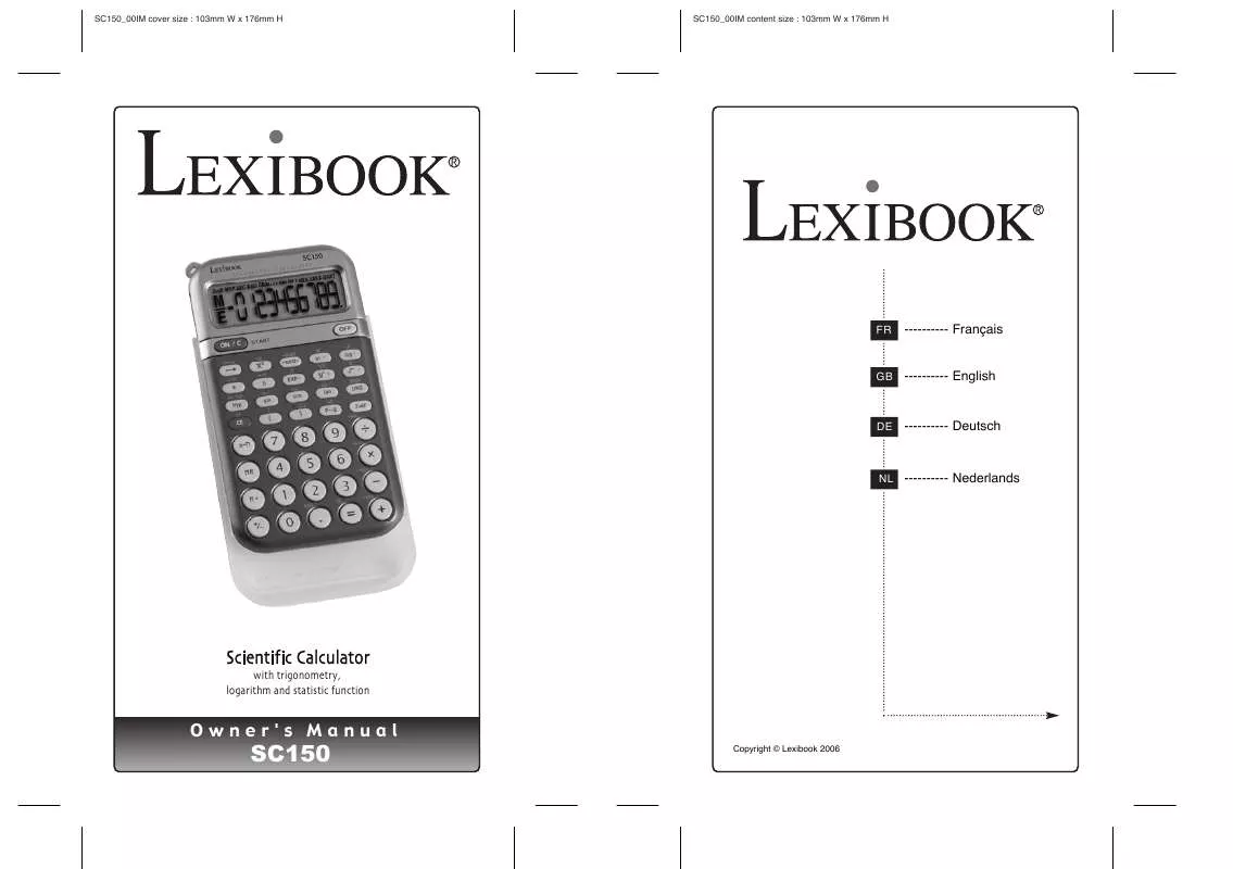 Mode d'emploi LEXIBOOK SC150