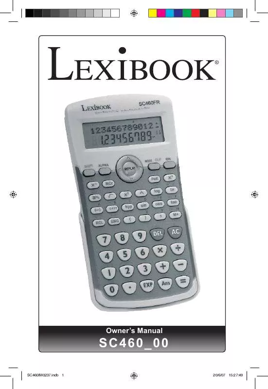 Mode d'emploi LEXIBOOK SC460