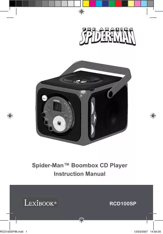 Mode d'emploi LEXIBOOK SPIDER-MAN BOOMBOX CD PLAYER