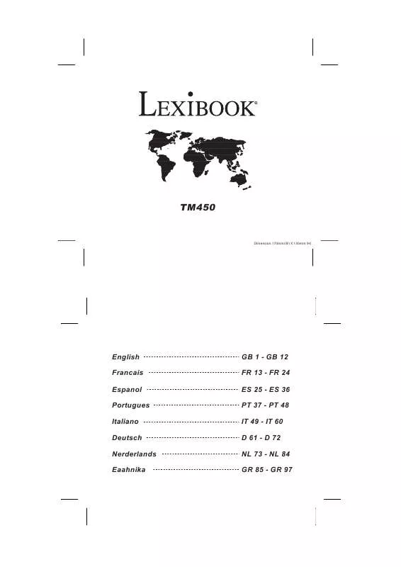 Mode d'emploi LEXIBOOK TM450