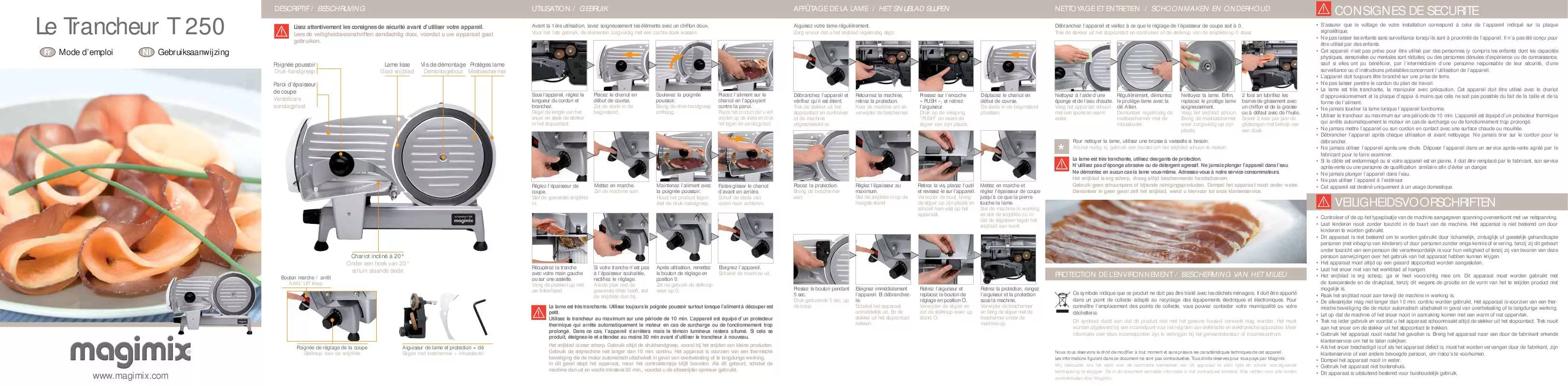 Mode d'emploi MAGIMIX LE TRANCHEUR T 250