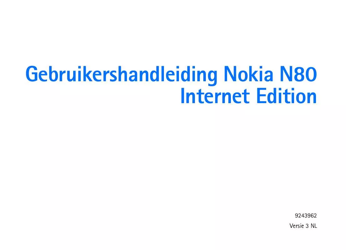 Mode d'emploi NOKIA N80 INTERNET EDITION