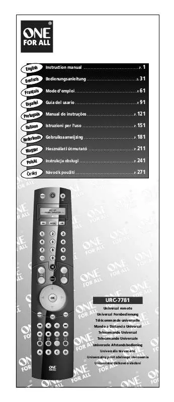 Mode d'emploi ONEFORALL URC 7781