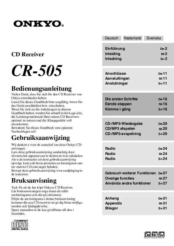 Mode d'emploi ONKYO CR-505