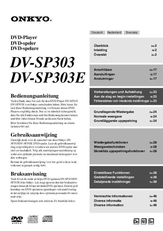 Mode d'emploi ONKYO DV-303E