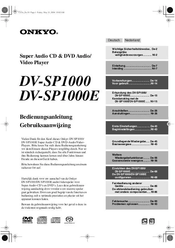 Mode d'emploi ONKYO DV-SP1000