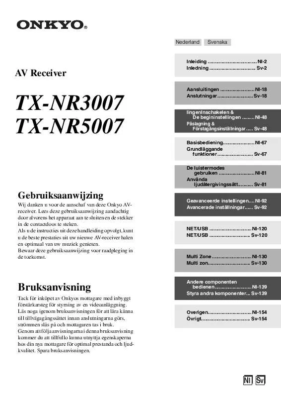 Mode d'emploi ONKYO TX-NR3007